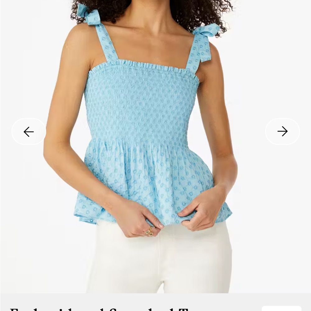 kate spade Blue Smocked Peplum Camisole with Tie Straps
